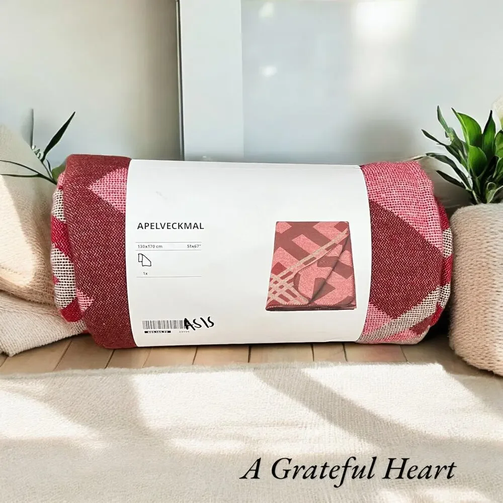 IKEA APELVECKMAL Wine & Pink Throw Blanket 51